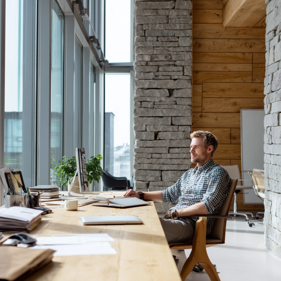 madesko71_a_man_sitting_at_a_desk_in_a_modern_office_building_c2ec1de4-1037-40f7-991f-91732c16e778_2